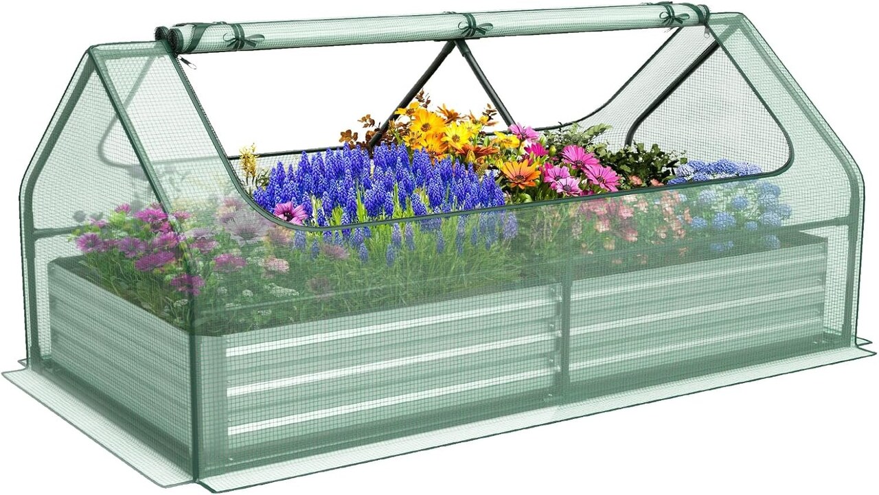 Galvanized Metal Planter Box Kit w/ 2 Large Zipper Mesh Screen Windows